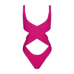 SKIMS Knit Beachwear Monokini in Magenta Size 4X 🏖️ 💕